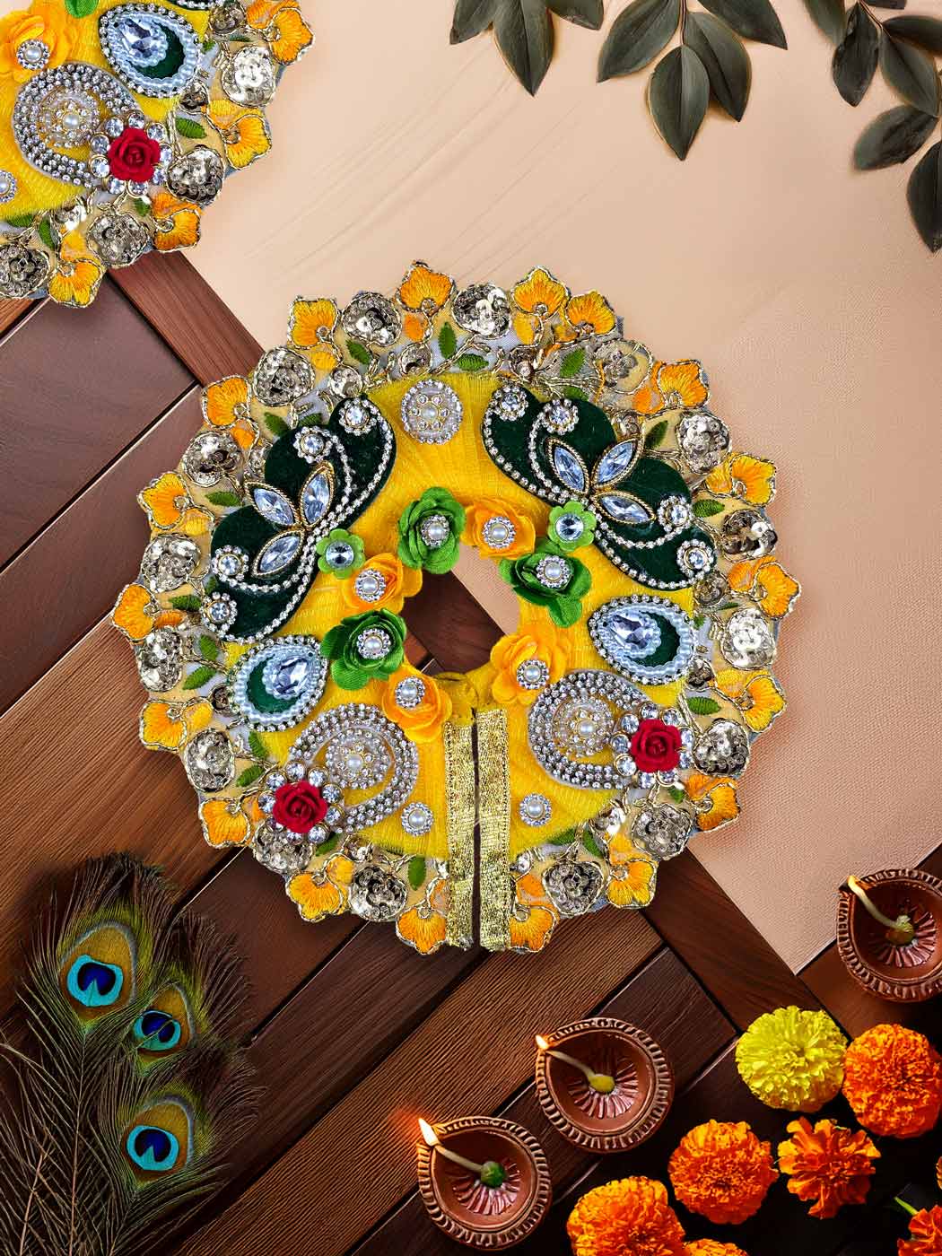 basanti phool Heavy dress laddu gopal thakurji kanha ji bal om poshak mathura online best