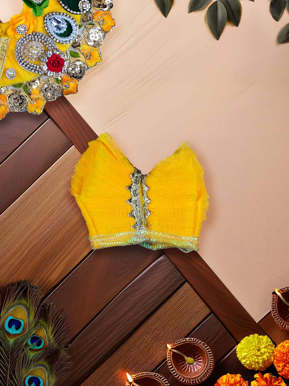 basanti phool Heavy dress laddu gopal thakurji kanha ji bal om poshak mathura online best