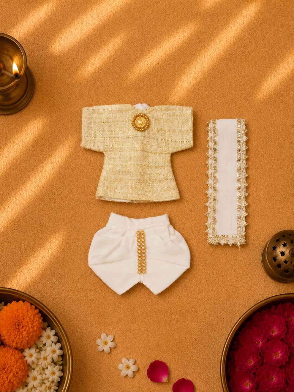 bhaktman Laddu Gopal Dresses Online in India Winter Dress for Poshak Thakurji Kanha Ji Accessories Dhoti Kurta Set Pajama Aasan Janmashtami Special Summer Shringar Fancy Jacket Premium Festival Bistar Combo om poshak kanha thakurji bal lala lalla ladoo
