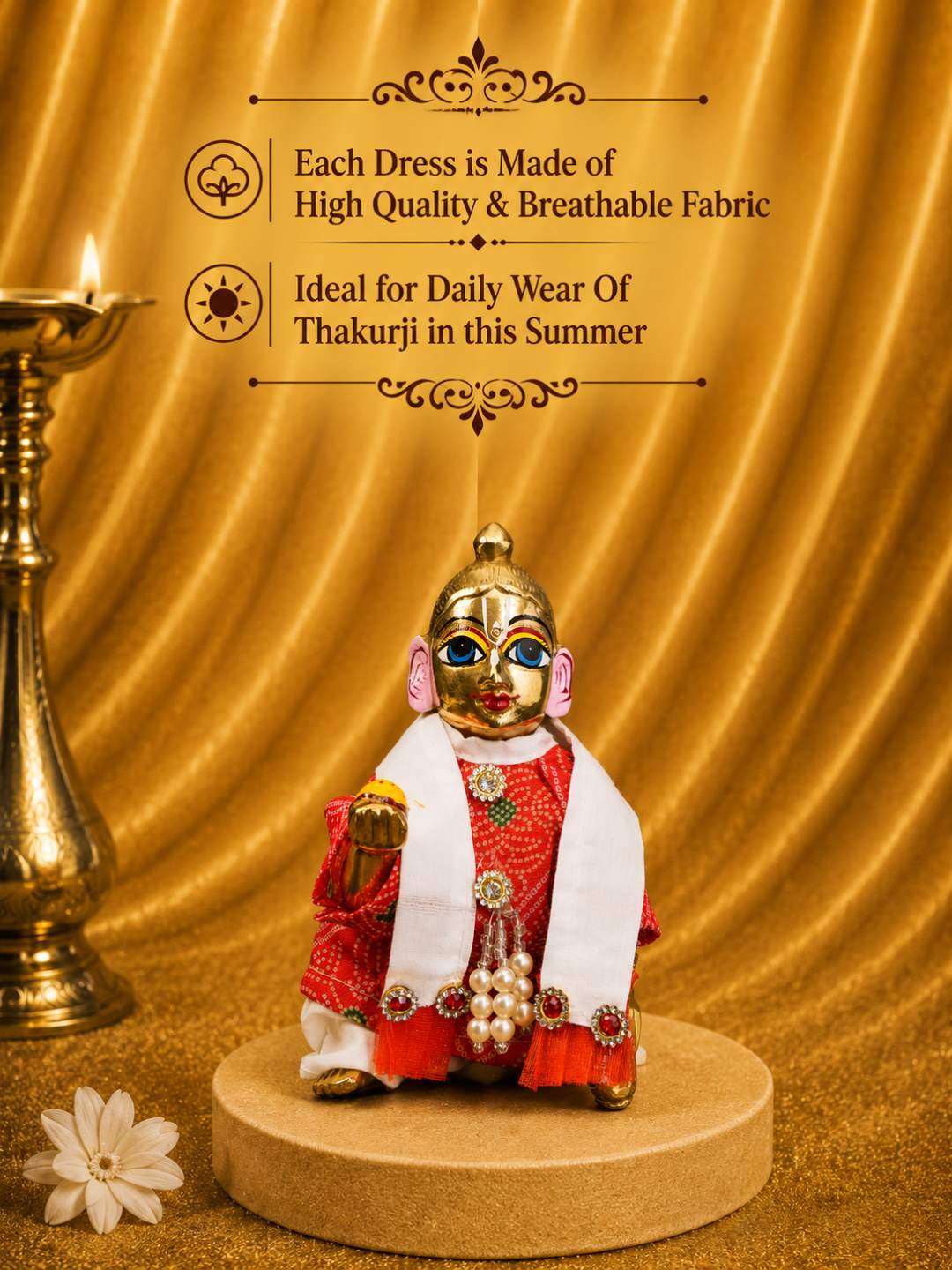 bhaktman combo 5 Laddu Gopal Dresses Online in India Winter Dress for Poshak Thakurji Kanha Ji Accessories Dhoti Kurta Set Pajama Aasan Janmashtami Special Summer Shringar Fancy Jacket Premium Festival Bistar Combo om poshak kanha thakurji bal lala lalla ladoo