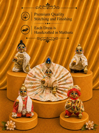 bhaktman combo 5 Laddu Gopal Dresses Online in India Winter Dress for Poshak Thakurji Kanha Ji Accessories Dhoti Kurta Set Pajama Aasan Janmashtami Special Summer Shringar Fancy Jacket Premium Festival Bistar Combo om poshak kanha thakurji bal lala lalla ladoo