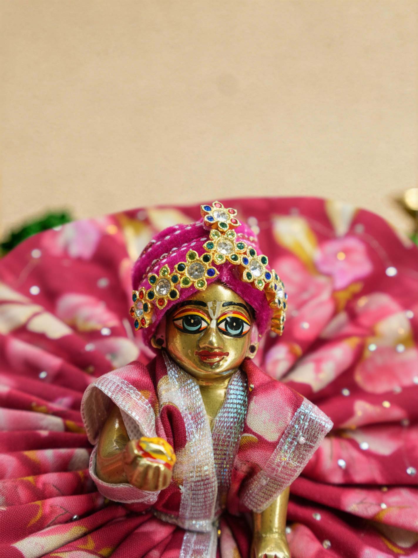 braj pagdi pink shringar Diwali Janmashtami dress ladoo dresses laddu gopal dress thakurji kanha ji bal om poshak mathura online best mandir wholesaler manufacturer