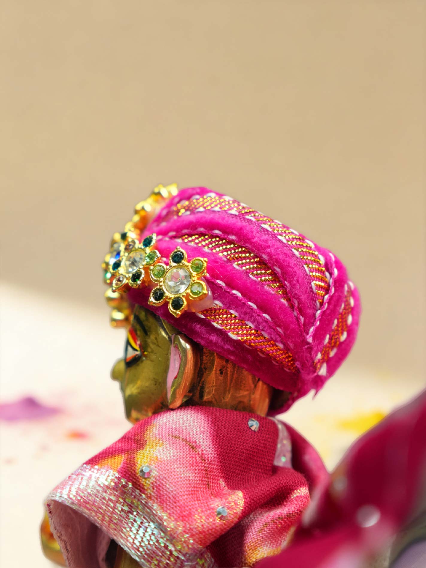 braj pagdi pink shringar Diwali Janmashtami dress ladoo dresses laddu gopal dress thakurji kanha ji bal om poshak mathura online best mandir wholesaler manufacturer