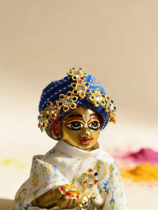 braj style blue holi pagdi shringar Diwali Janmashtami dress ladoo dresses laddu gopal dress thakurji kanha ji bal om poshak mathura online best mandir wholesaler manufacturer