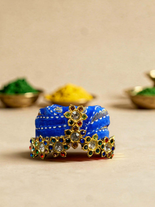 braj style blue holi pagdi shringar Diwali Janmashtami dress ladoo dresses laddu gopal dress thakurji kanha ji bal om poshak mathura online best mandir wholesaler manufacturer