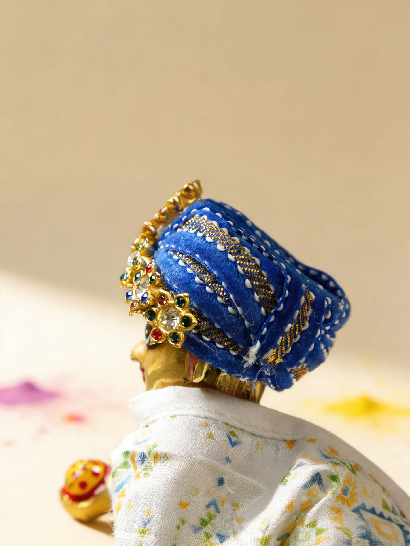 braj style blue holi pagdi shringar Diwali Janmashtami dress ladoo dresses laddu gopal dress thakurji kanha ji bal om poshak mathura online best mandir wholesaler manufacturer