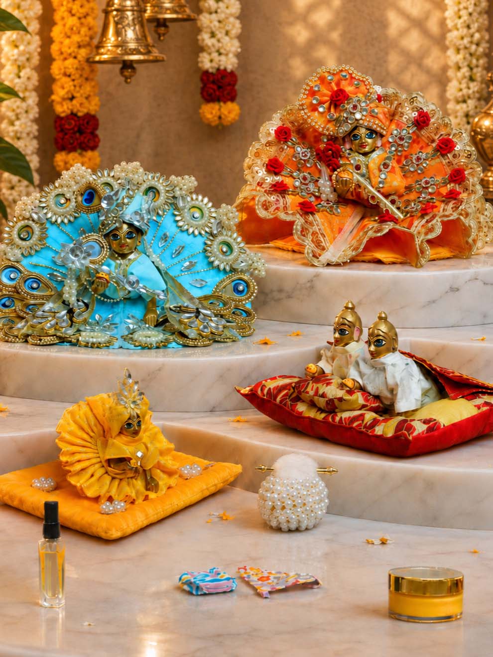 brij hamper Laddu Gopal Dresses Online in India Winter Dress for Poshak Thakurji Kanha Ji Accessories Dhoti Kurta Set Pajama Aasan Janmashtami Special Summer Shringar Fancy Jacket Premium Festival Bistar Combo om poshak kanha thakurji bal lala lalla ladoo