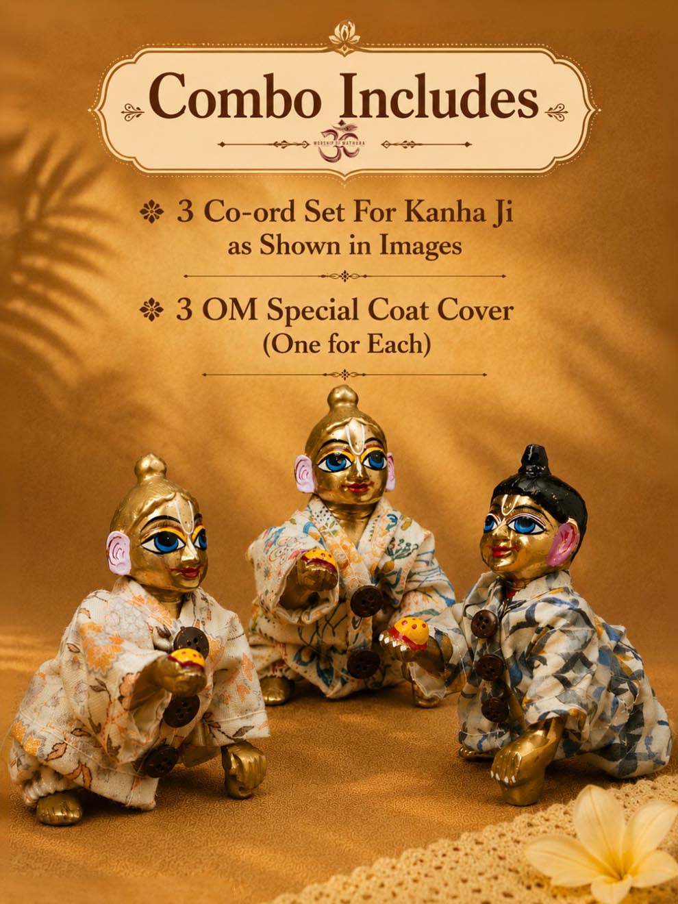 co ord Laddu Gopal Dresses Online in India Winter Dress for Poshak Thakurji Kanha Ji Accessories Dhoti Kurta Set Pajama Aasan Janmashtami Special Summer Shringar Fancy Jacket Premium Festival Bistar Combo om poshak kanha thakurji bal lala lalla ladoo