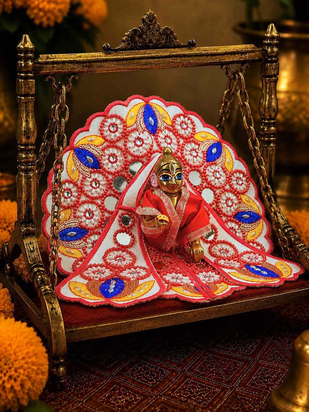 darpan fancy r Laddu Gopal Dresses Online in India Winter Dress for Poshak Thakurji Kanha Ji Accessories Dhoti Kurta Set Pajama Aasan Janmashtami Special Summer Shringar Fancy Jacket Premium Festival Bistar Combo om poshak kanha thakurji bal lala lalla ladoo