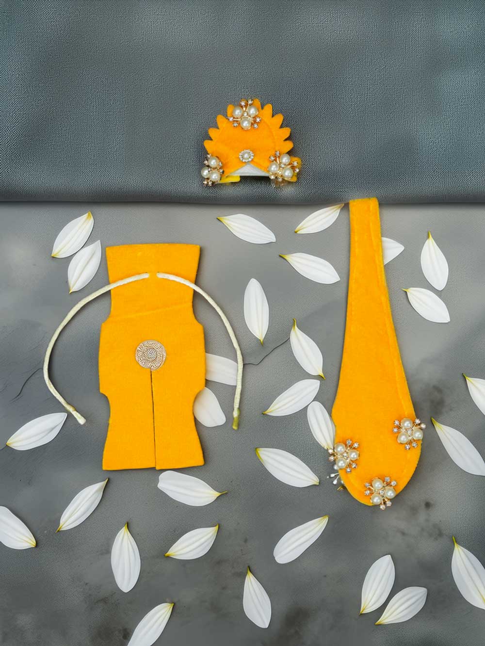 divya velvet yellow wedding winter sherwani Diwali Janmashtami dress ladoo dresses laddu gopal dress thakurji kanha ji bal om poshak mathura online best mandir 