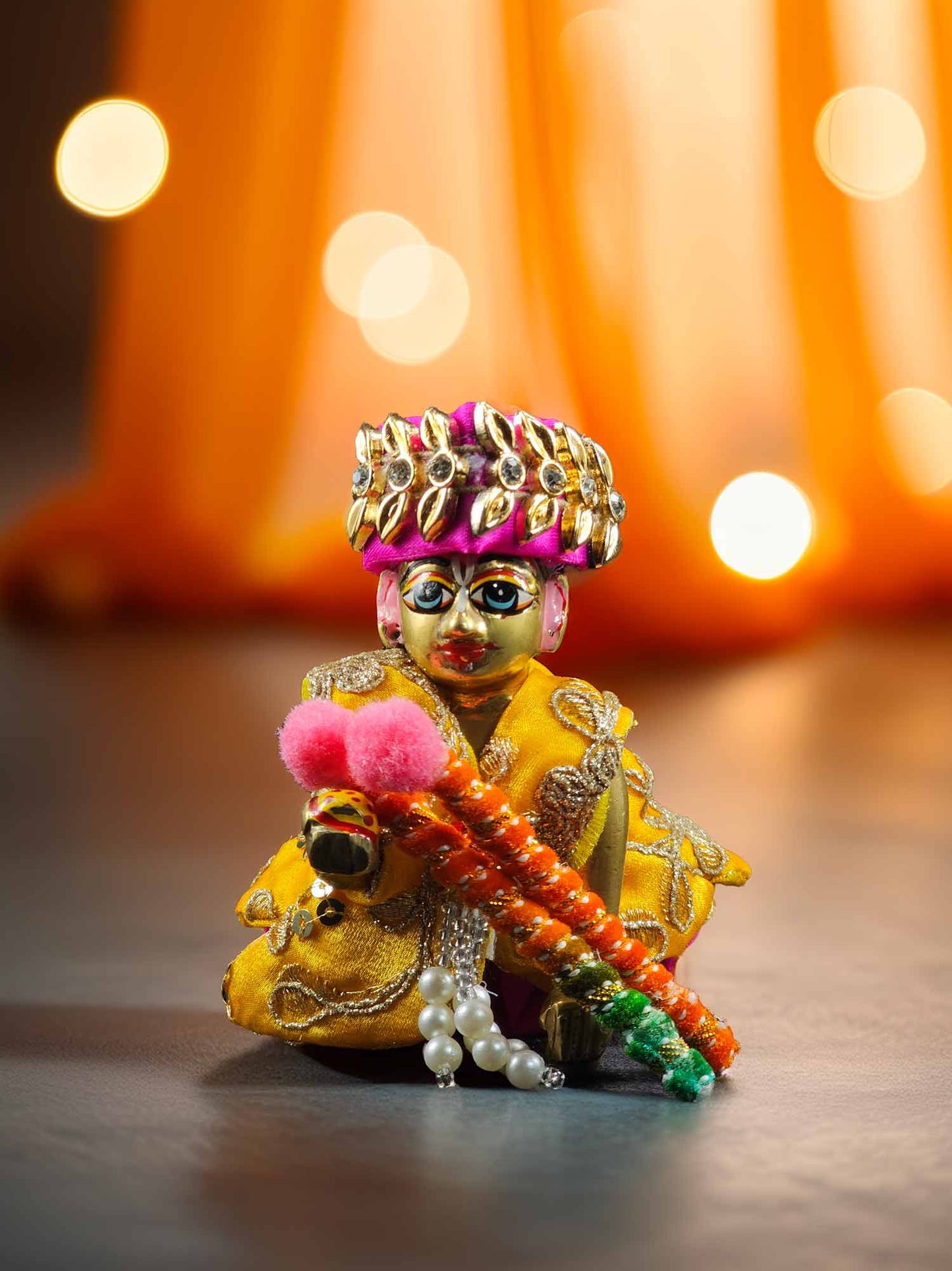 Navratri Garba Shakti Yellow Jacket Dress For Laddu Gopal