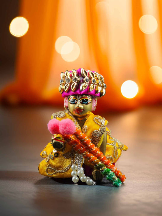Navratri Garba Shakti Yellow Jacket Dress For Laddu Gopal