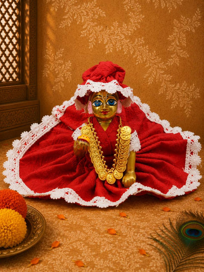 golden coin mala Laddu Gopal Dresses Online in India Winter Dress for Poshak Thakurji Kanha Ji Accessories Dhoti Kurta Set Pajama Aasan Janmashtami Special Summer Shringar Fancy Jacket Premium Festival Bistar Combo om poshak kanha thakurji bal lala lalla ladoo
