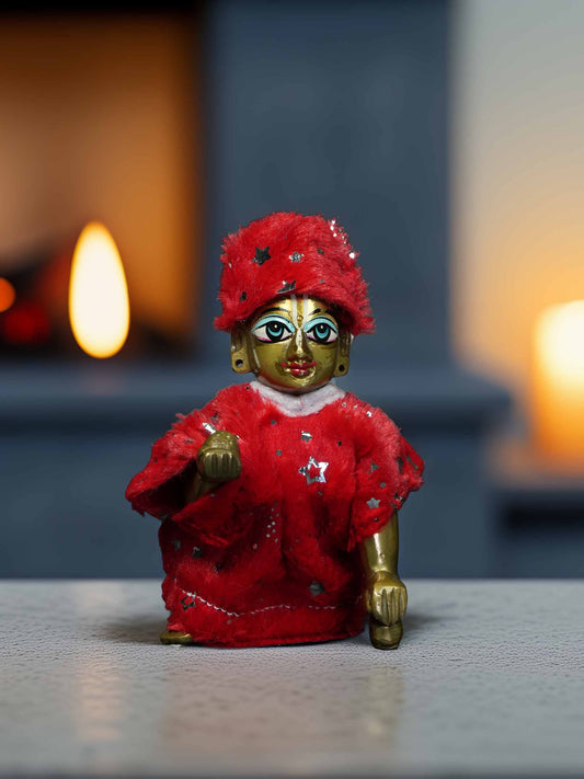 him red fur winter bistar dress ladoo dresses laddu gopal dress thakurji kanha ji bal om poshak mathura online best