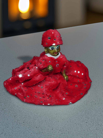 him red fur winter bistar dress ladoo dresses laddu gopal dress thakurji kanha ji bal om poshak mathura online best