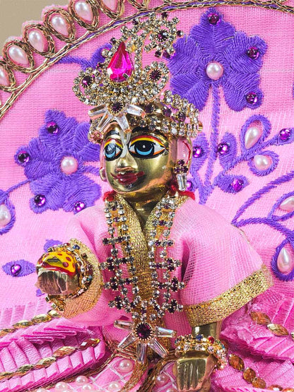 kanhaiya rajat pink shringar jewelry mukut mala dresses laddu gopal thakurji kanha ji bal om poshak mathura online best Janmashtami for dress