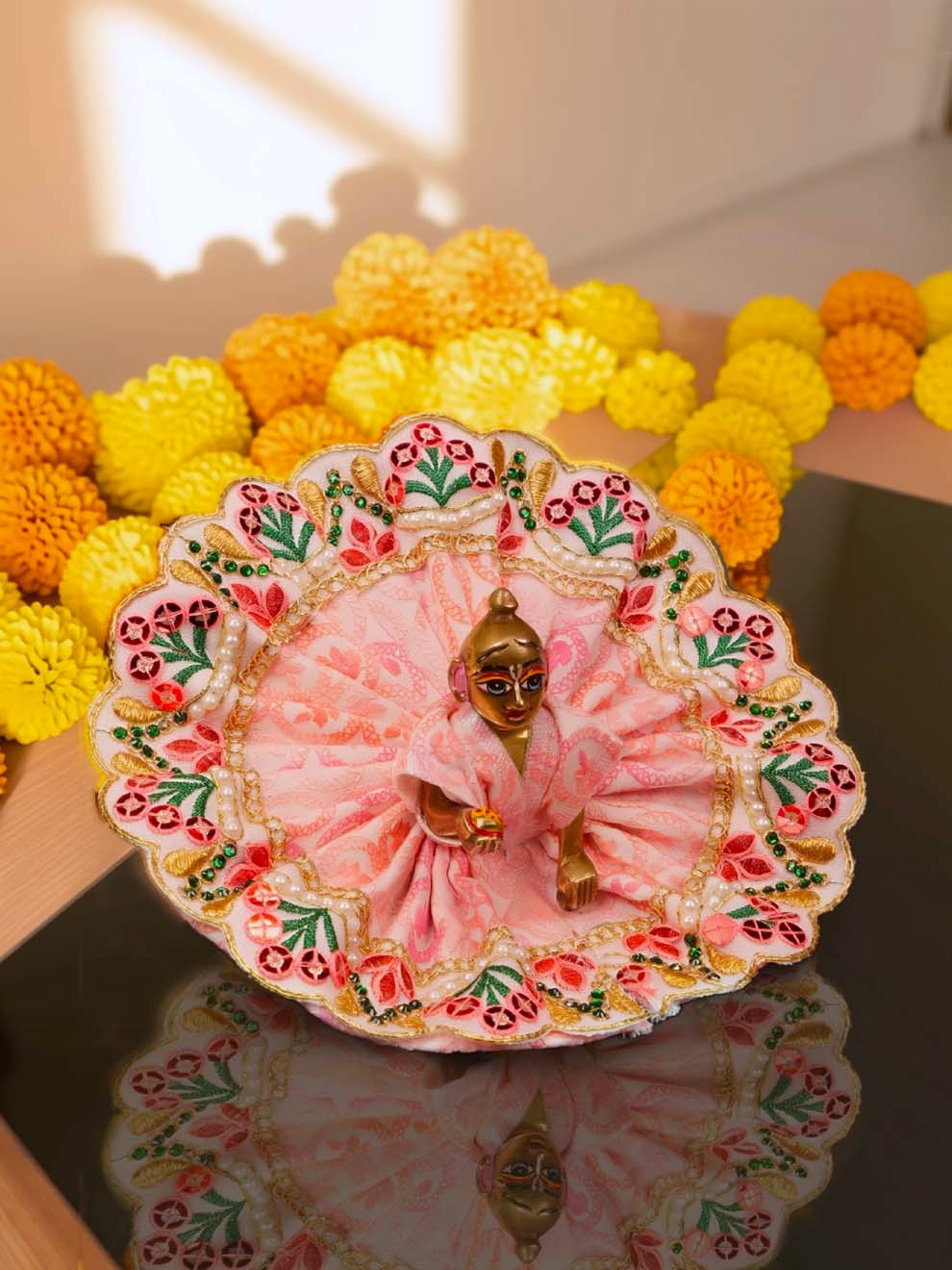 komal Laddu Gopal Dresses Online in India Winter Dress for Poshak Thakurji Kanha Ji Accessories Dhoti Kurta Set Pajama Aasan Janmashtami Special Summer Shringar Fancy Jacket Premium Festival Bistar Combo om poshak kanha thakurji bal lala lalla ladoo