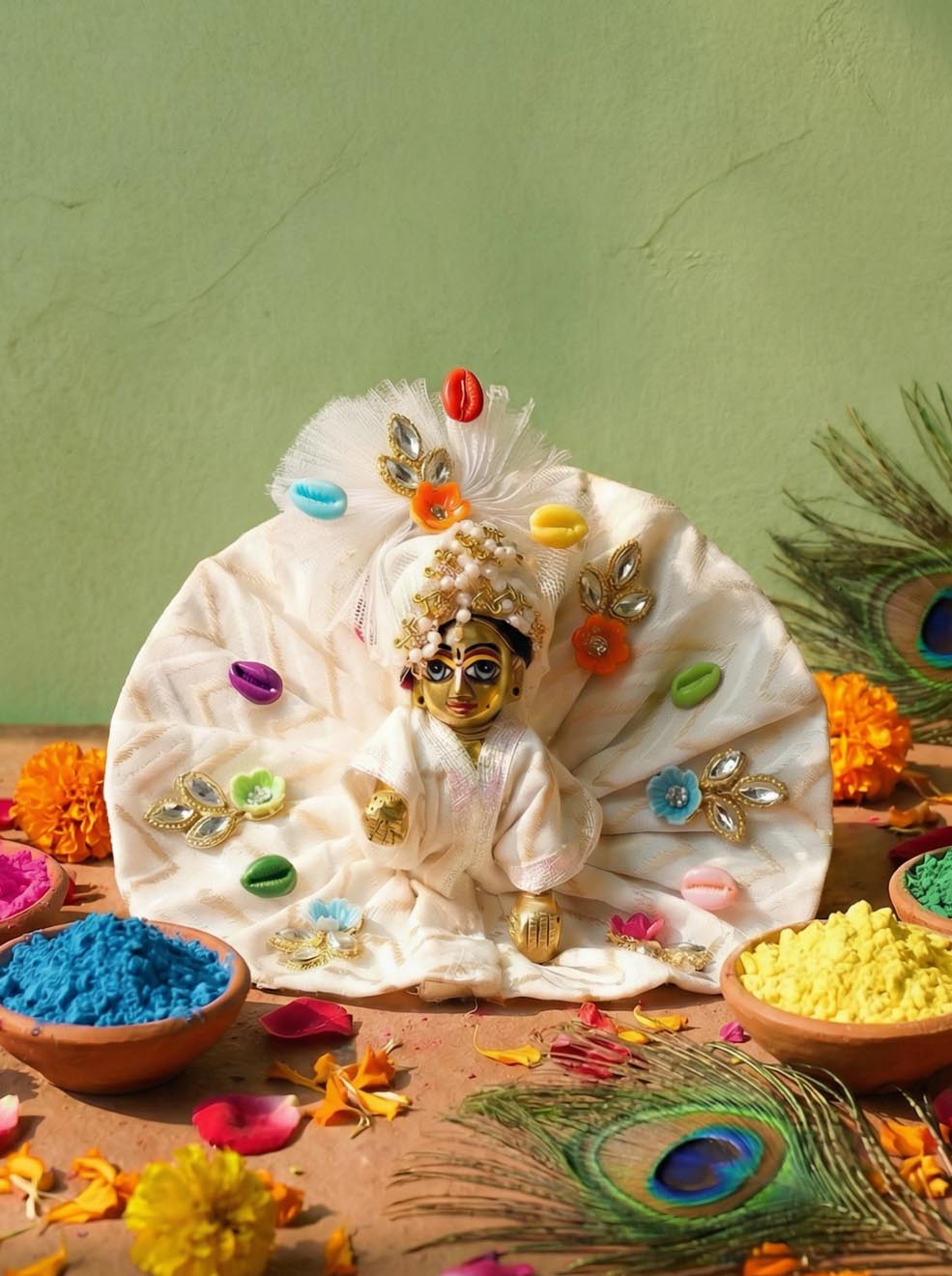 komal white holi summer braj sharad purnima Janmashtami dress ladoo dresses laddu gopal dress thakurji kanha ji bal om poshak mathura online best mandir wholesaler manufacturer