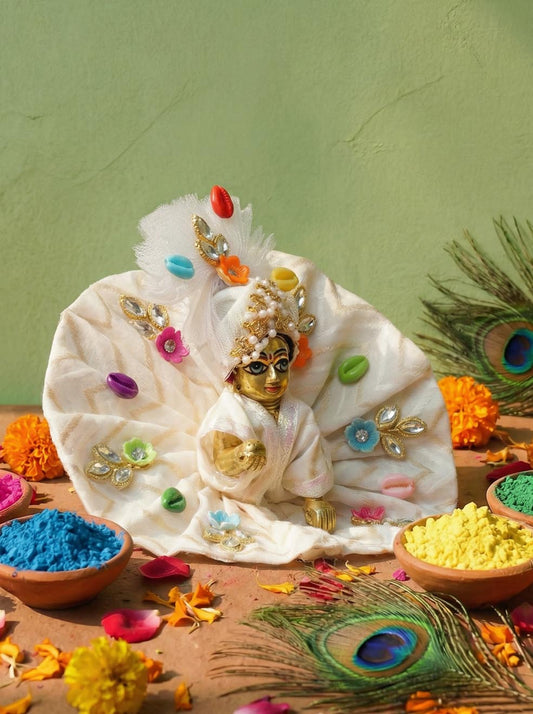 komal white holi summer braj sharad purnima Janmashtami dress ladoo dresses laddu gopal dress thakurji kanha ji bal om poshak mathura online best mandir wholesaler manufacturer