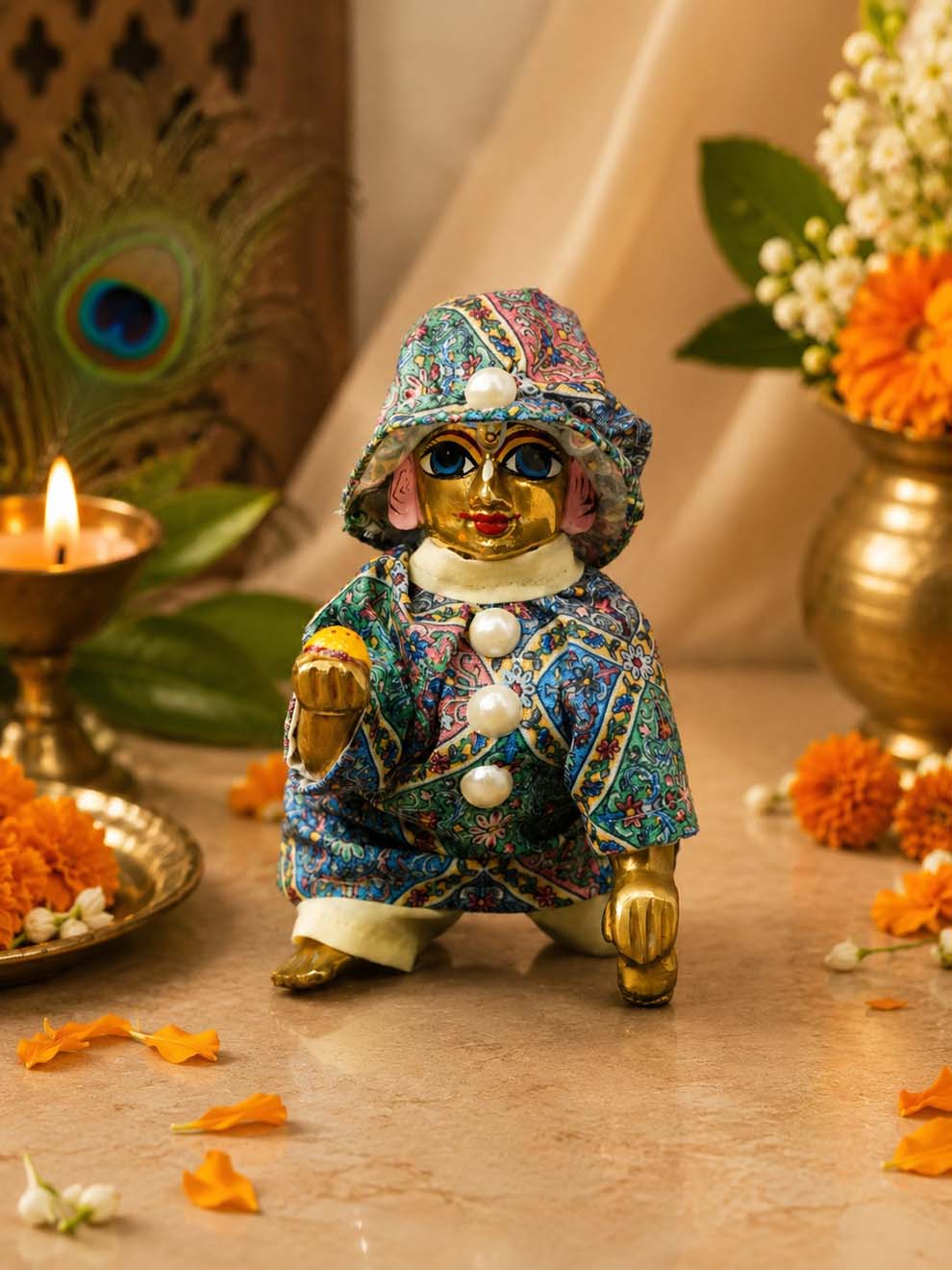 leelansh Laddu Gopal Dresses Online in India Winter Dress for Poshak Thakurji Kanha Ji Accessories Dhoti Kurta Set Pajama Aasan Janmashtami Special Summer Shringar Fancy Jacket Premium Festival Bistar Combo om poshak kanha thakurji bal lala lalla ladoo