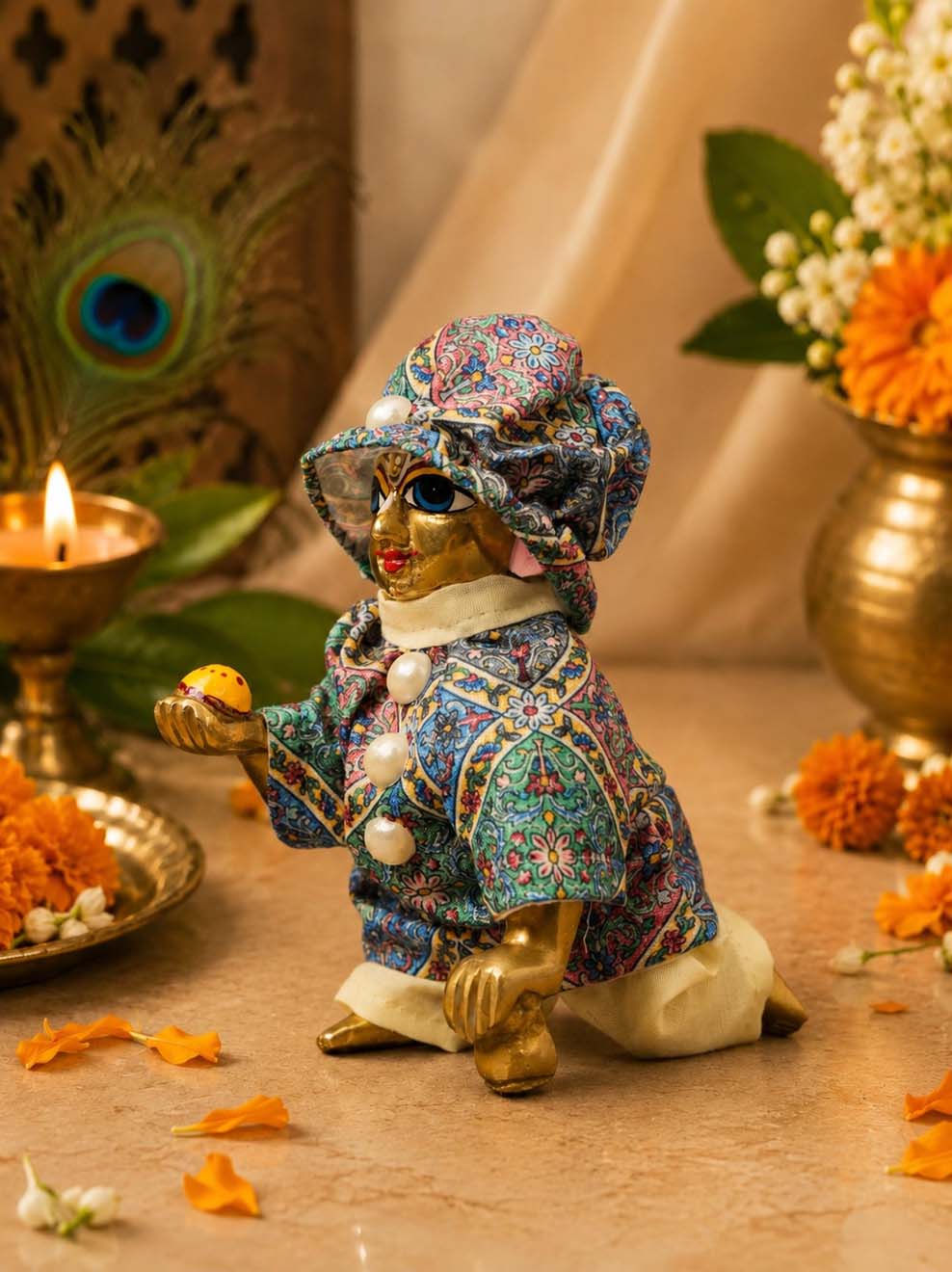 leelansh Laddu Gopal Dresses Online in India Winter Dress for Poshak Thakurji Kanha Ji Accessories Dhoti Kurta Set Pajama Aasan Janmashtami Special Summer Shringar Fancy Jacket Premium Festival Bistar Combo om poshak kanha thakurji bal lala lalla ladoo
