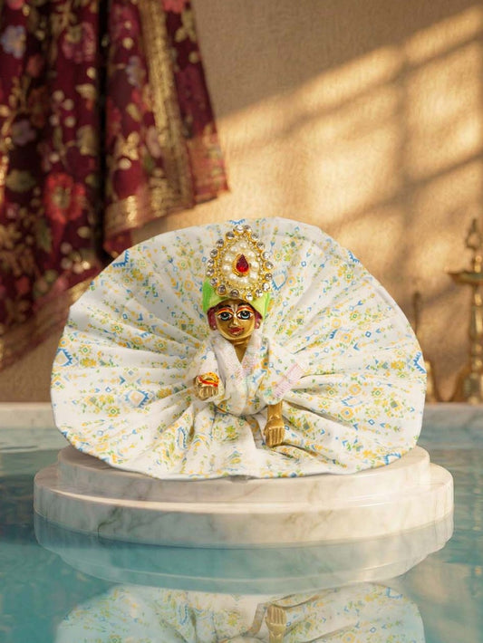 Braj Vasant Silk Poshak with Mukut for Laddu Gopal Ji