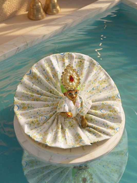 Braj Vasant Silk Poshak with Mukut for Laddu Gopal Ji