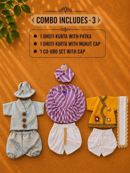 lokpriya combo Laddu Gopal Dresses Online in India Winter Dress for Poshak Thakurji Kanha Ji Accessories Dhoti Kurta Set Pajama Aasan Janmashtami Special Summer Shringar Fancy Jacket Premium Festival Bistar Combo om poshak kanha thakurji bal lala lalla ladoo