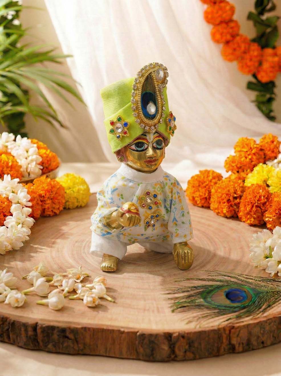 madhav grace Laddu Gopal Dresses Online in India Winter Dress for Poshak Thakurji Kanha Ji Accessories Dhoti Kurta Set Pajama Aasan Janmashtami Special Summer Shringar Fancy Jacket Premium Festival Bistar Combo om poshak kanha thakurji bal lala lalla ladoo