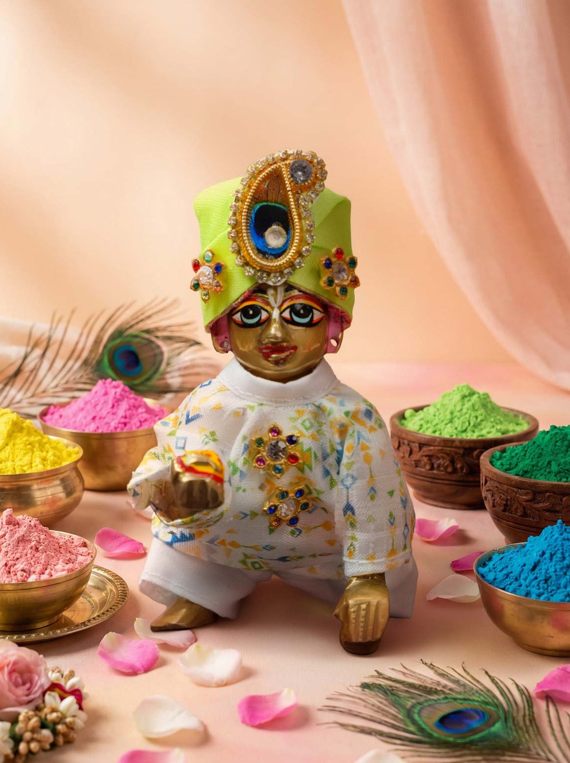 madhav grace braj holi dhoti kurta Diwali Janmashtami dress ladoo dresses laddu gopal dress thakurji kanha ji bal om poshak mathura online best mandir wholesaler manufacturer