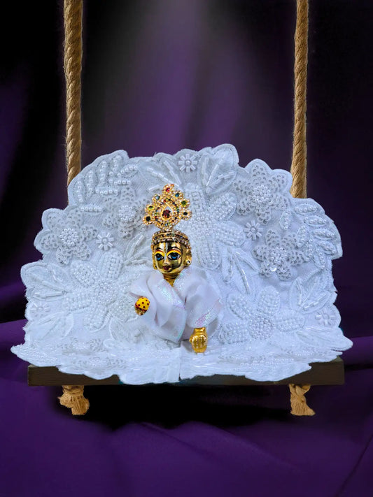 majestic aura white dress laddu gopal thakurji kanha ji bal om poshak mathura premium online