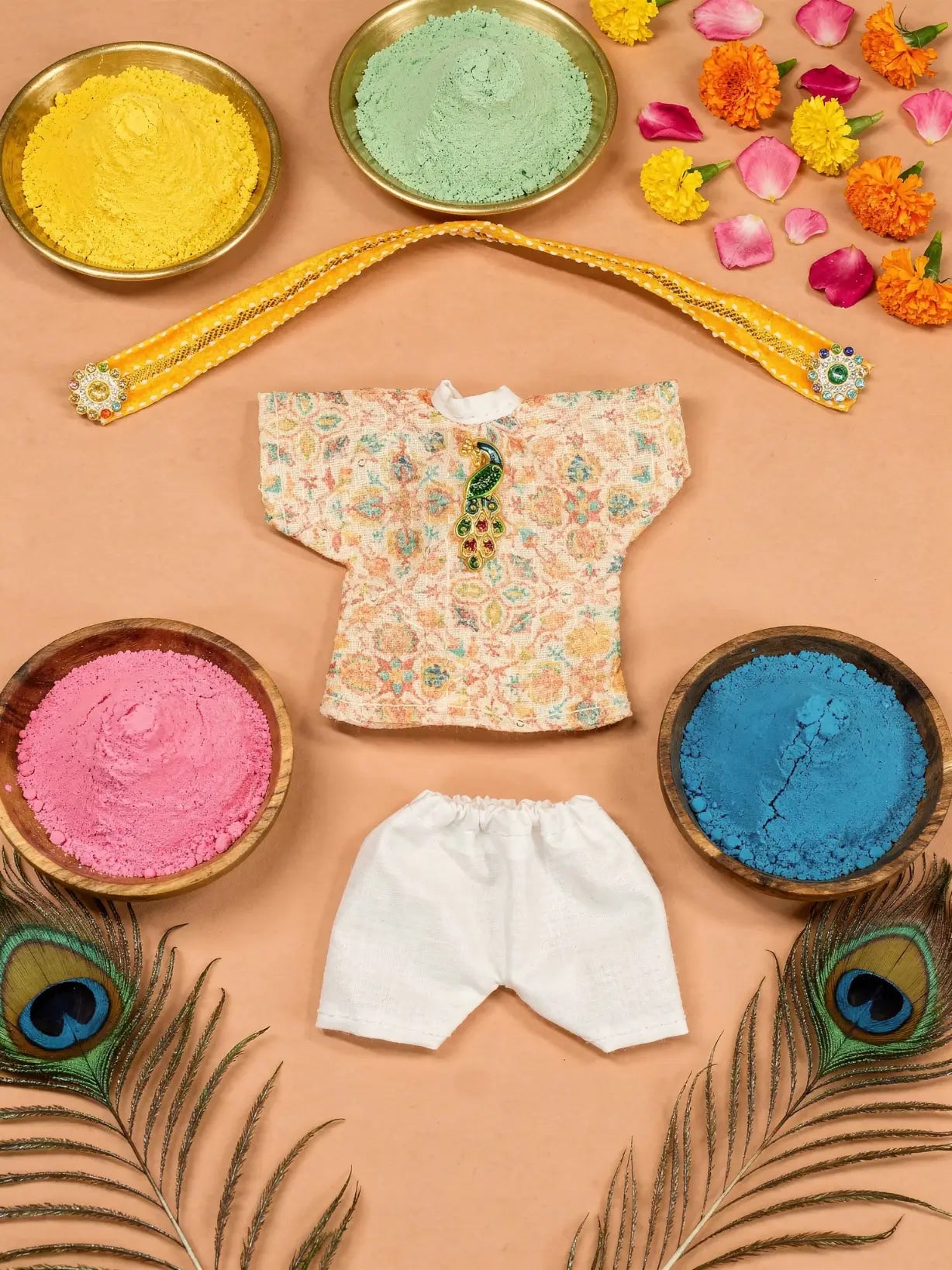 mangalmay braj holi kurta pajama Diwali Janmashtami dress ladoo dresses laddu gopal dress thakurji kanha ji bal om poshak mathura online best mandir wholesaler manufacturer