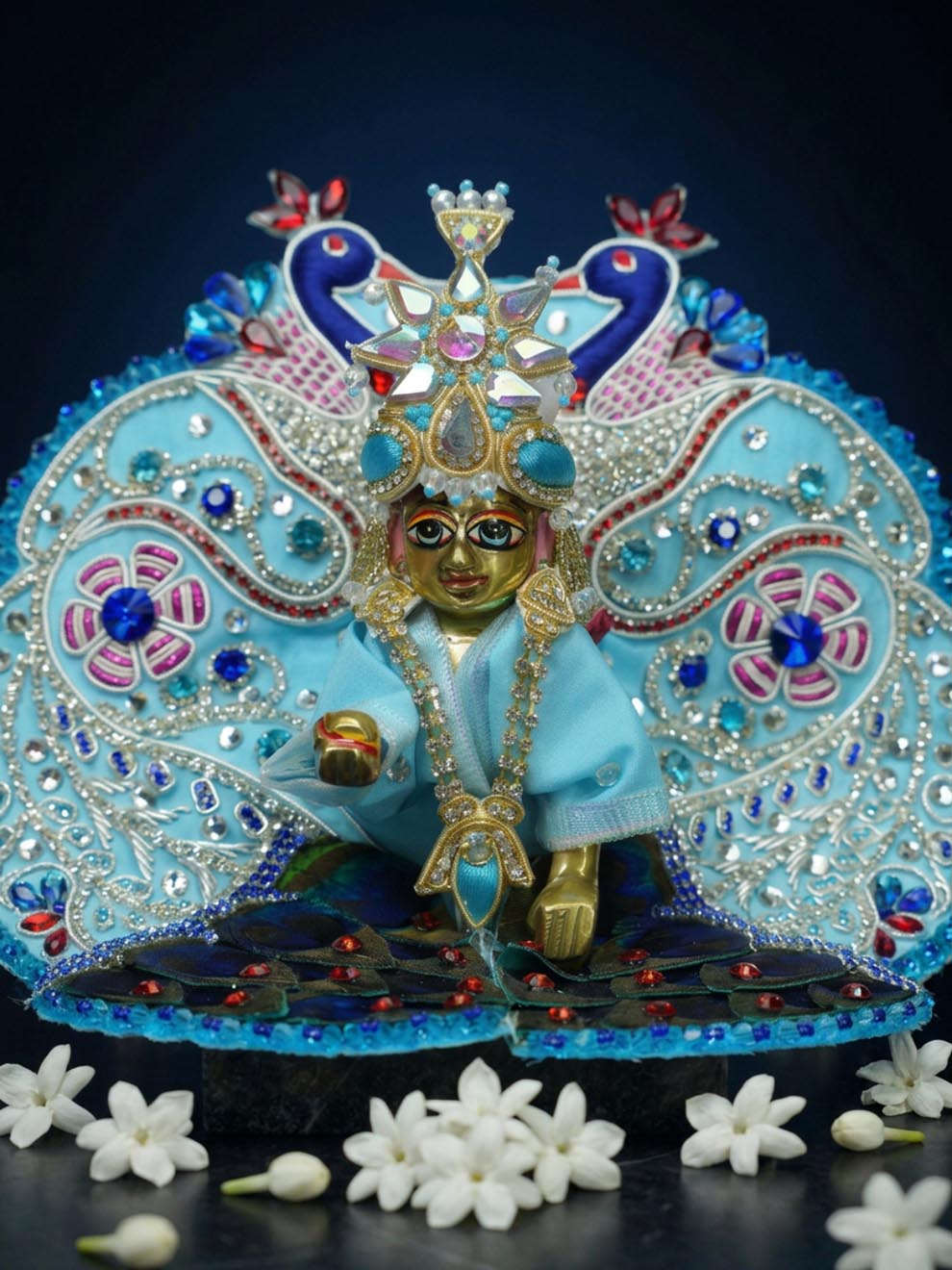 mayur Laddu Gopal Dresses Online in India Winter Dress for Poshak Thakurji Kanha Ji Accessories Dhoti Kurta Set Pajama Aasan Janmashtami Special Summer Shringar Fancy Jacket Premium Festival Bistar Combo om poshak kanha thakurji bal lala lalla ladoo
