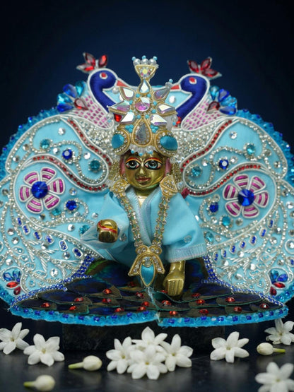 mayur Laddu Gopal Dresses Online in India Winter Dress for Poshak Thakurji Kanha Ji Accessories Dhoti Kurta Set Pajama Aasan Janmashtami Special Summer Shringar Fancy Jacket Premium Festival Bistar Combo om poshak kanha thakurji bal lala lalla ladoo