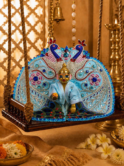 mayur zardozi Laddu Gopal Dresses Online in India Winter Dress for Poshak Thakurji Kanha Ji Accessories Dhoti Kurta Set Pajama Aasan Janmashtami Special Summer Shringar Fancy Jacket Premium Festival Bistar Combo om poshak kanha thakurji bal lala lalla ladoo