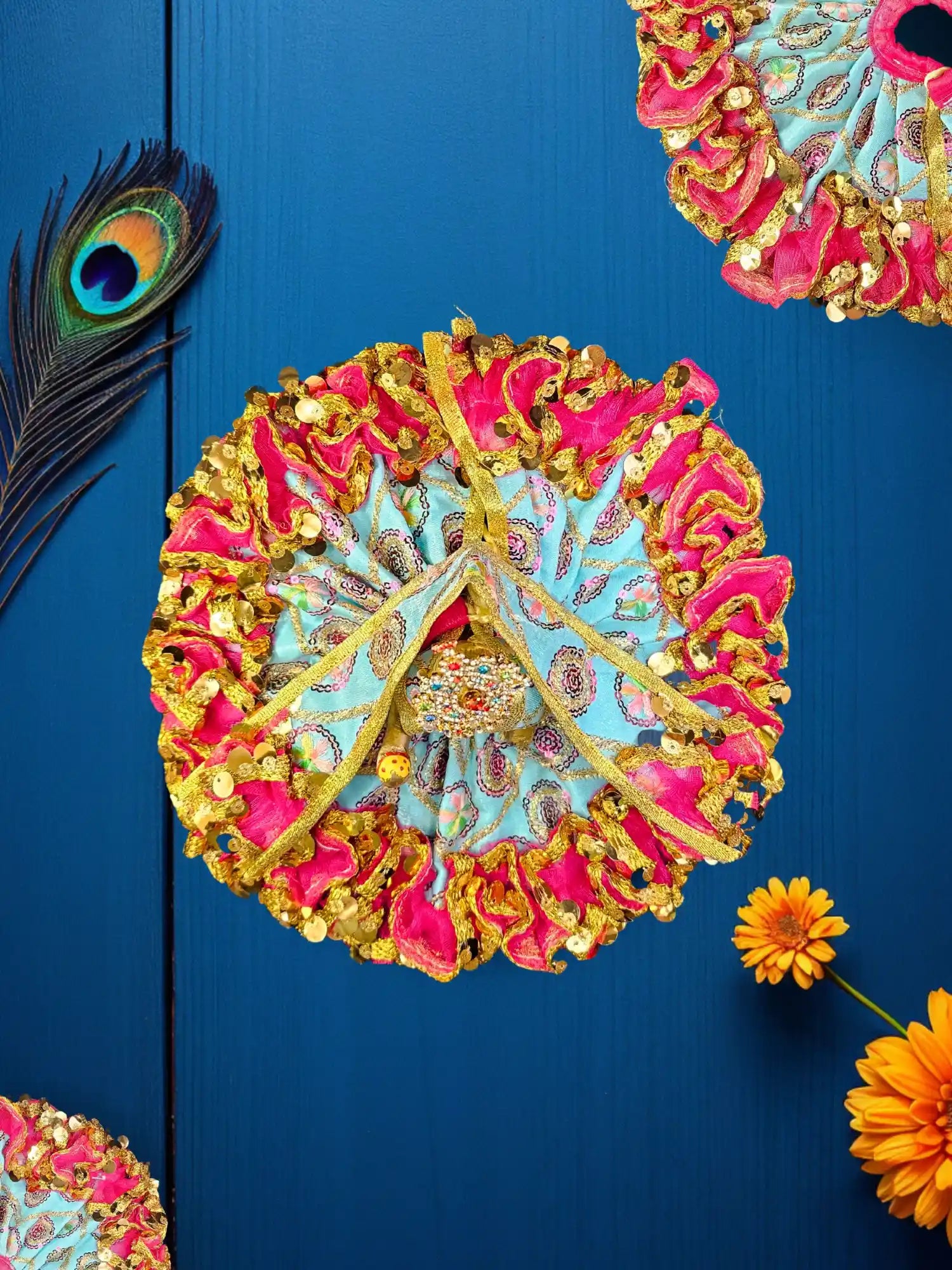 megh blue dress laddu gopal thakurji kanha ji bal om poshak mathura online 