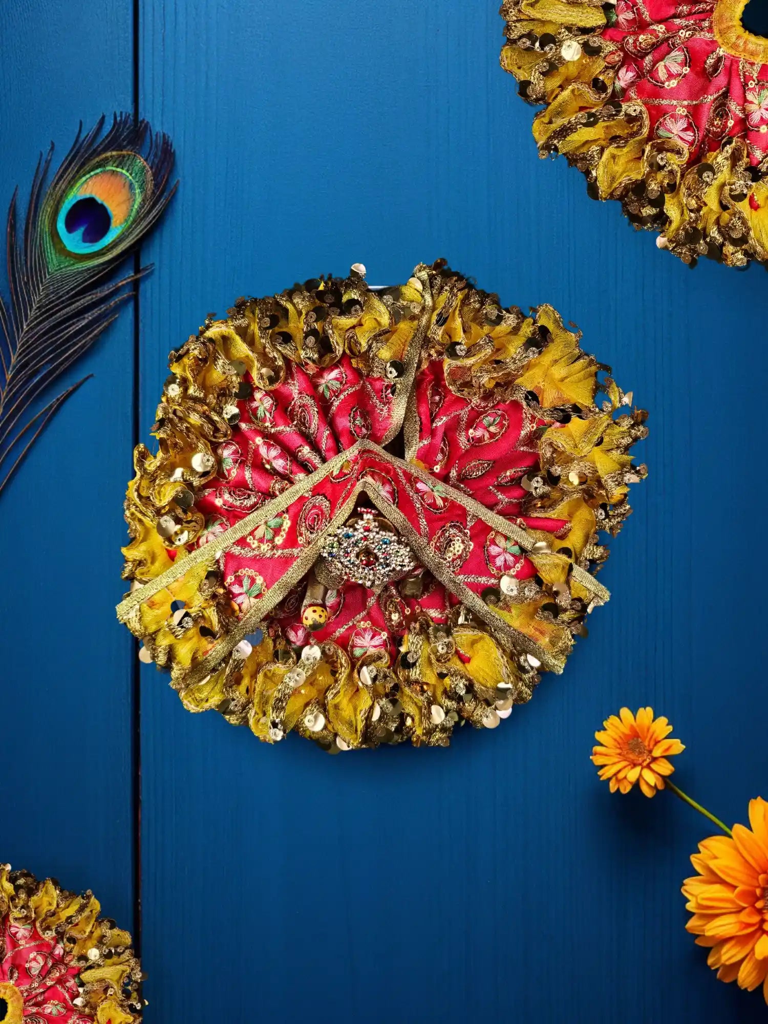 megh red yellow poshak dress laddu gopal thakurji kanha ji bal om poshak mathura online 