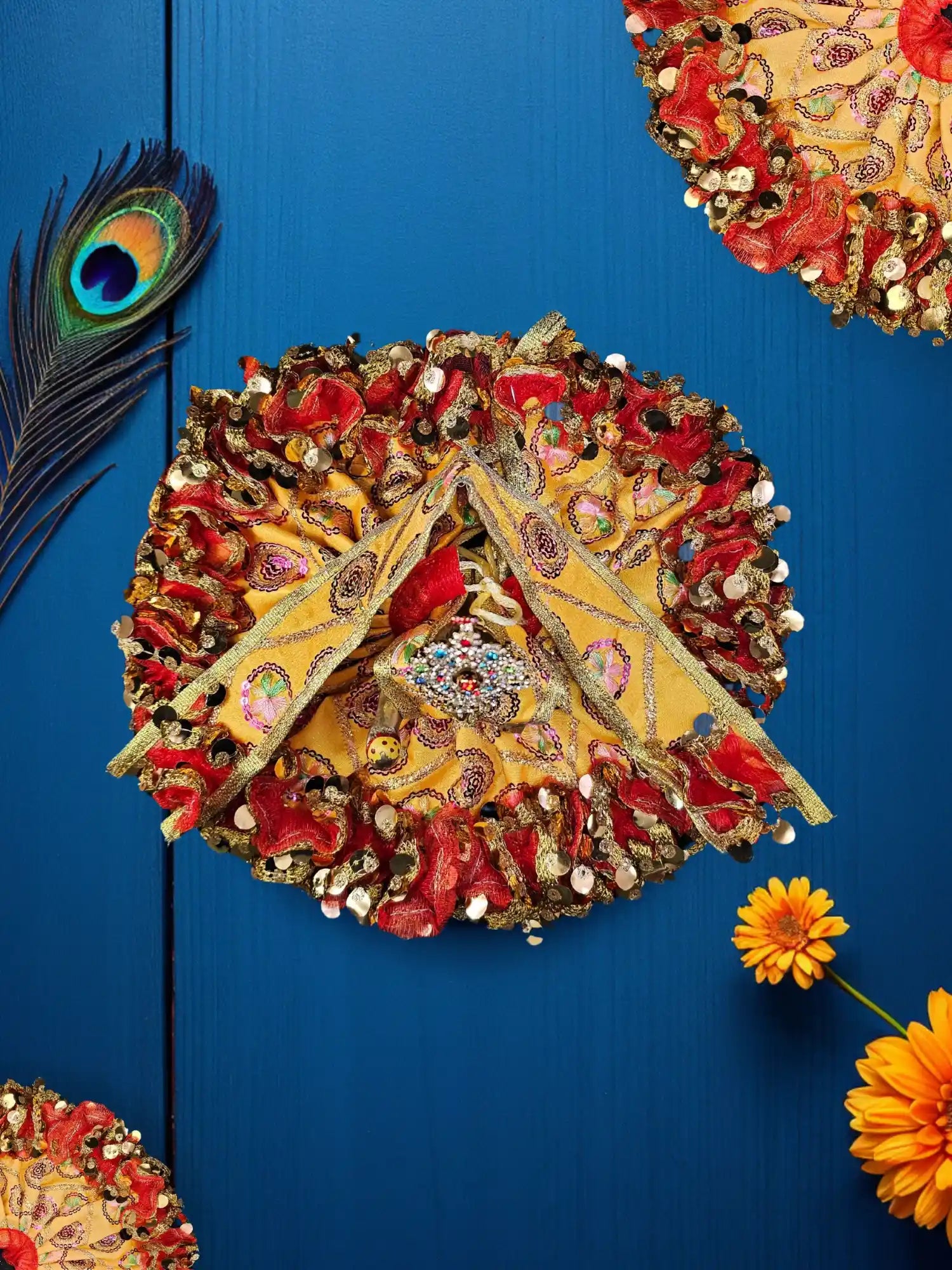 megh yellow poshak dress laddu gopal thakurji kanha ji bal om poshak mathura online