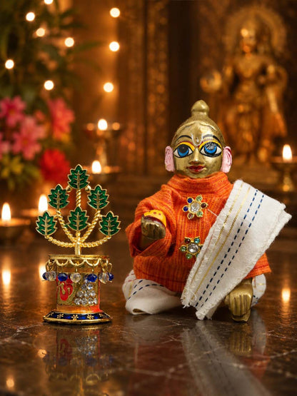 metal tulsi gold Laddu Gopal Dresses Online in India Winter Dress for Poshak Thakurji Kanha Ji Accessories Dhoti Kurta Set Pajama Aasan Janmashtami Special Summer Shringar Fancy Jacket Premium Festival Bistar Combo om poshak kanha thakurji bal lala lalla ladoo