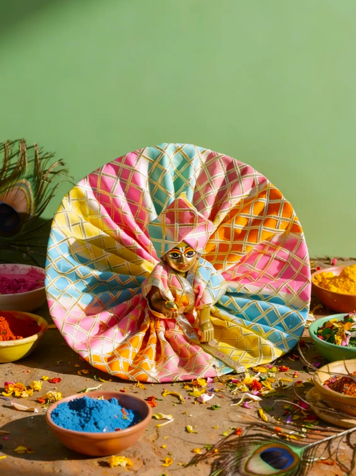 mohan multicolor silk braj holi dhoti kurta Diwali Janmashtami dress ladoo dresses laddu gopal dress thakurji kanha ji bal om poshak mathura online best mandir wholesaler manufacturer