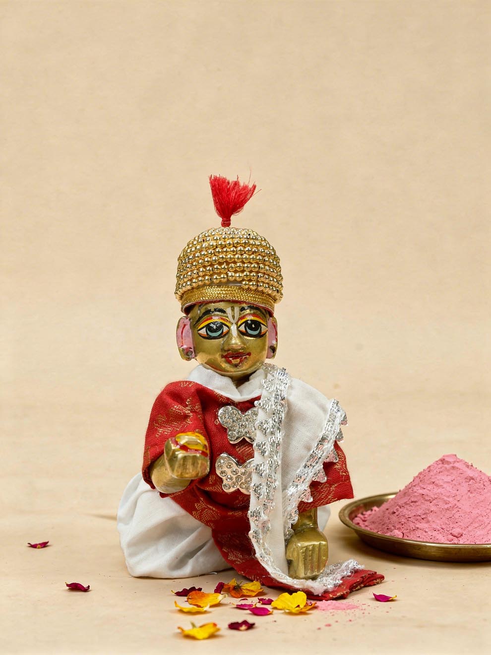 moti raj pagdi cap Diwali Janmashtami dress ladoo dresses laddu gopal dress thakurji kanha ji bal om poshak mathura online best mandir wholesaler manufacturer