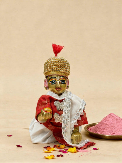 moti raj pagdi cap Diwali Janmashtami dress ladoo dresses laddu gopal dress thakurji kanha ji bal om poshak mathura online best mandir wholesaler manufacturer