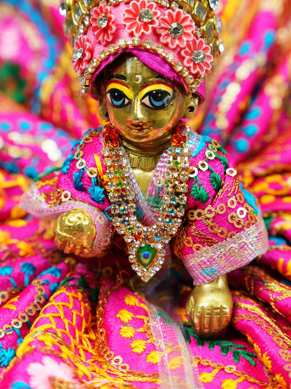 multi mor mala necklace shirngar diwali Janmashtami dress ladoo dresses laddu gopal dress thakurji kanha ji bal om poshak mathura online best mandir wholesaler manufacturer