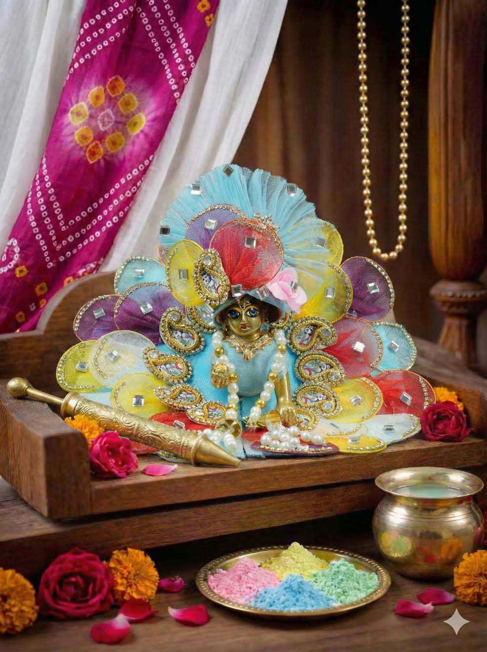 multicolor blue heavy holi braj Diwali Janmashtami dress ladoo dresses laddu gopal dress thakurji kanha ji bal om poshak mathura online best mandir wholesaler manufacturer