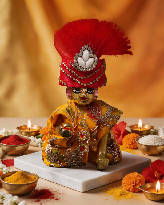 navratri yellow shakti Diwali Janmashtami dress ladoo dresses laddu gopal dress thakurji kanha ji bal om poshak mathura online best mandir wholesaler manufacturer