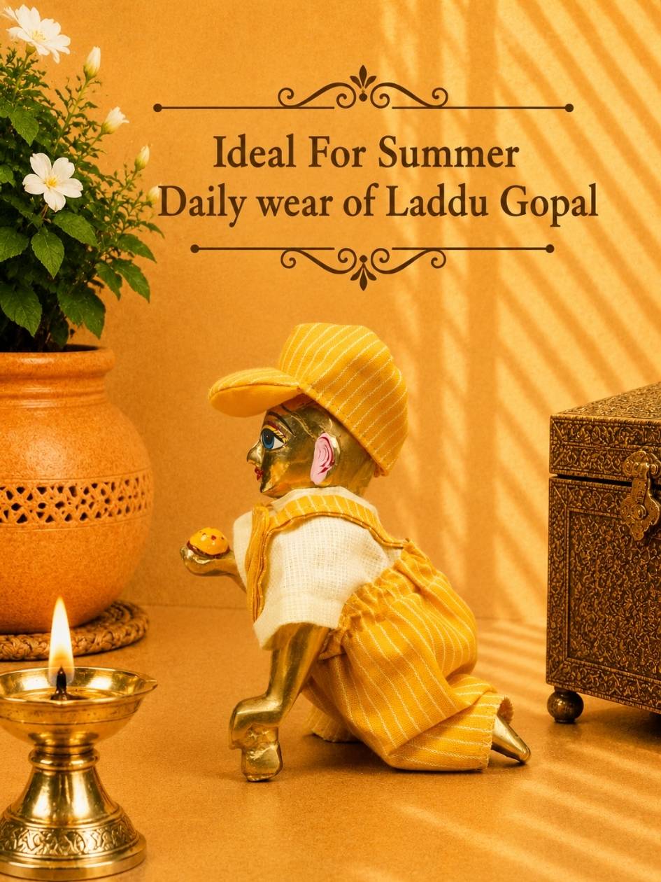 nityo y bibsuit Laddu Gopal Dresses Online in India Winter Dress for Poshak Thakurji Kanha Ji Accessories Dhoti Kurta Set Pajama Aasan Janmashtami Special Summer Shringar Fancy Jacket Premium Festival Bistar Combo om poshak kanha thakurji bal lala lalla ladoo