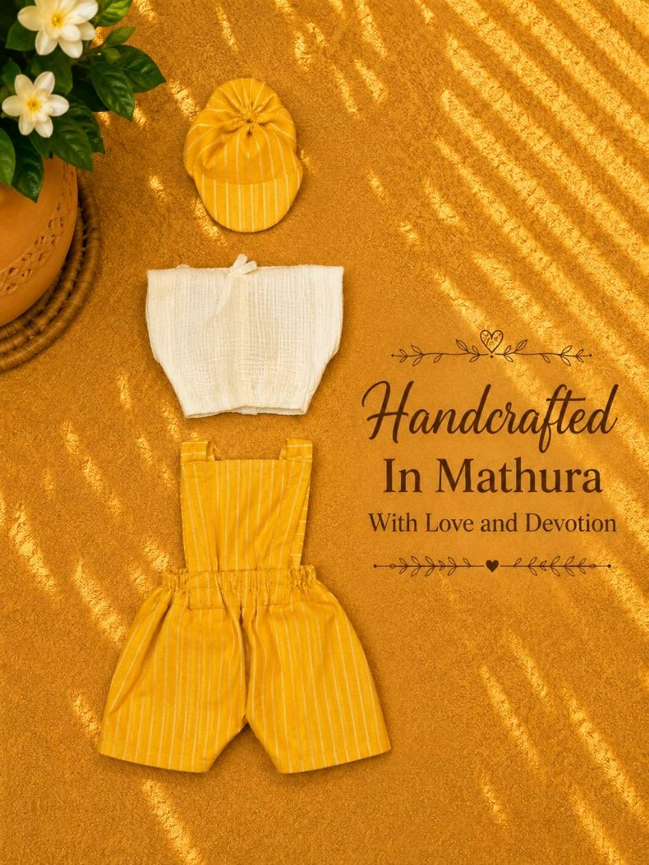 nityo y bibsuit Laddu Gopal Dresses Online in India Winter Dress for Poshak Thakurji Kanha Ji Accessories Dhoti Kurta Set Pajama Aasan Janmashtami Special Summer Shringar Fancy Jacket Premium Festival Bistar Combo om poshak kanha thakurji bal lala lalla ladoo