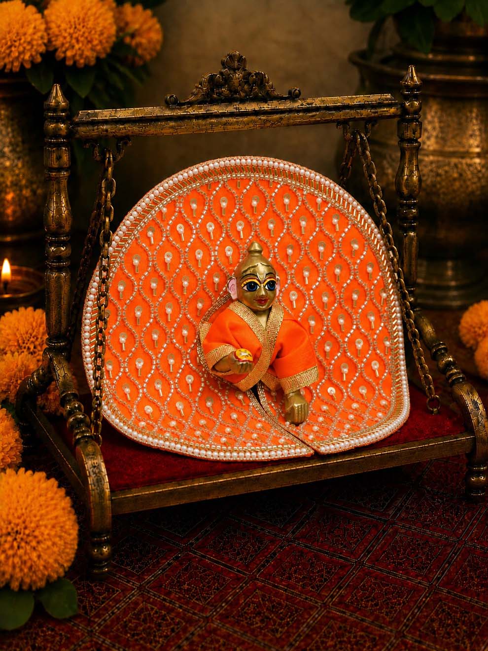 Jaalshri Fancy Orange Poshak for Laddu Gopal Ji — product image 3