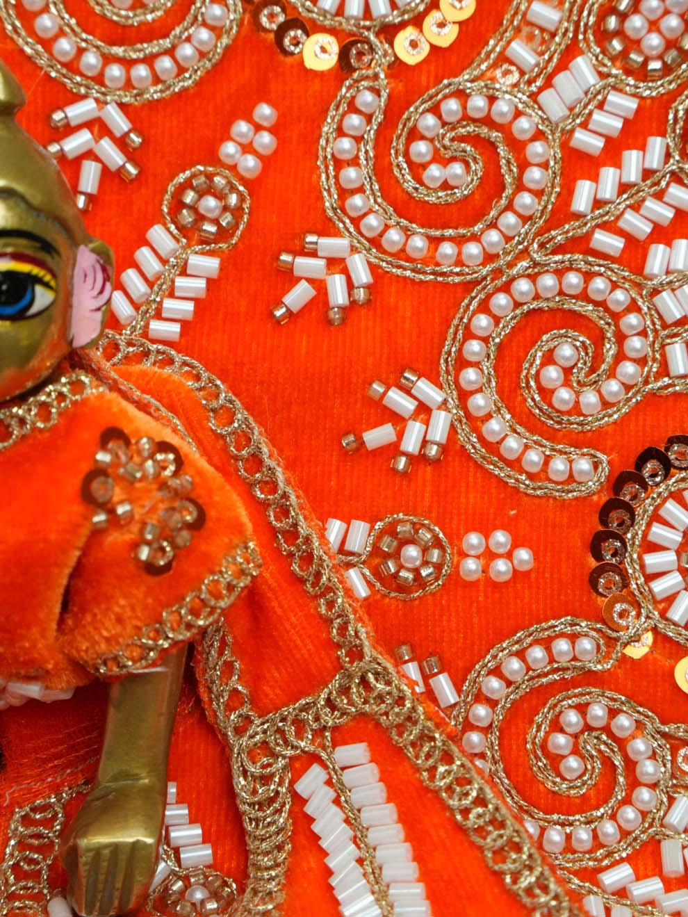 Vartikashri Velvet Orange Fancy Poshak for Kanha Ji