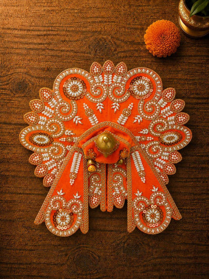 Vartikashri Velvet Orange Fancy Poshak for Kanha Ji